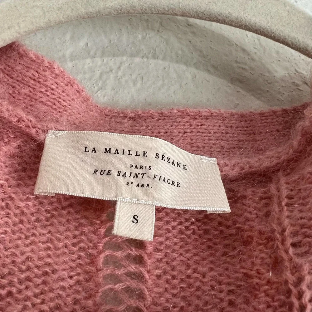 Sezane Augustino Jumper Mohair Knit Cardigan Sweater Peach Rose Size Small